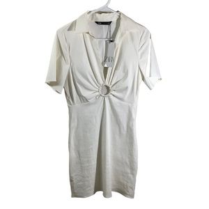 Zara Off-White Mini Dress Blogger Fave Cut-out Front